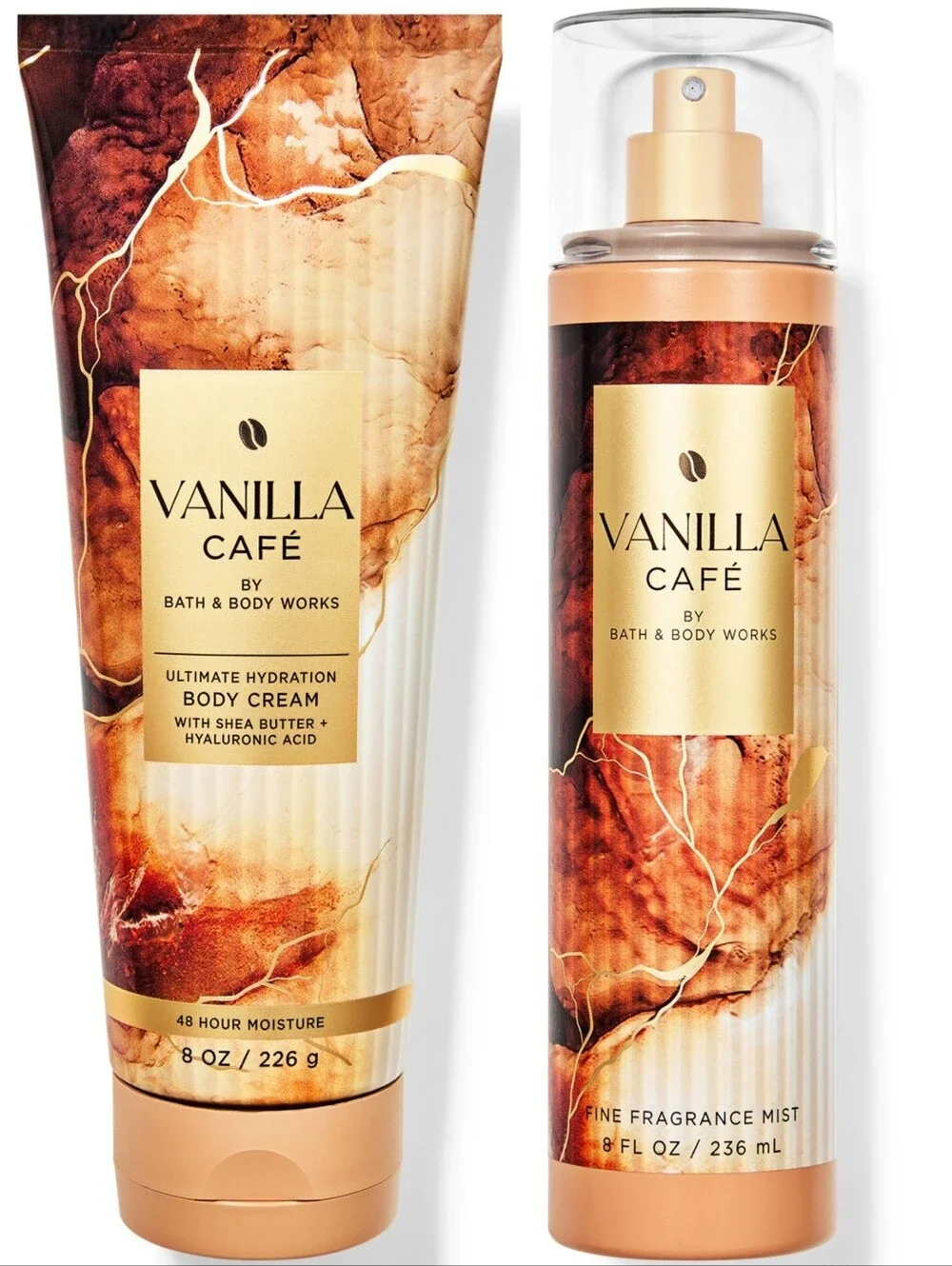 Bath & Body Works Vanilla Café Body Cream & Fine Fragrance Mist Set New RARE